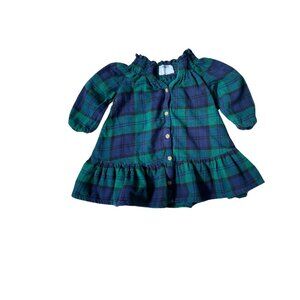 Old Navy Toddler Girls’ Plaid Ruffle Dress – 2T, Green & Navy, Gently Worn